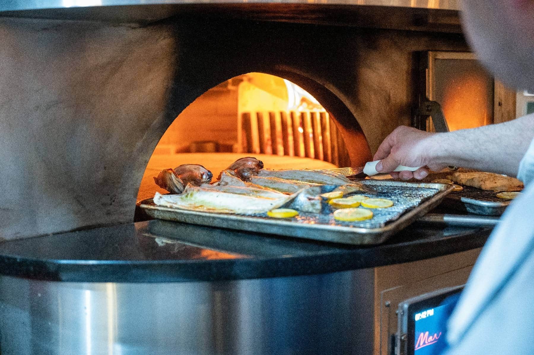 Fish in the wood-fired oven